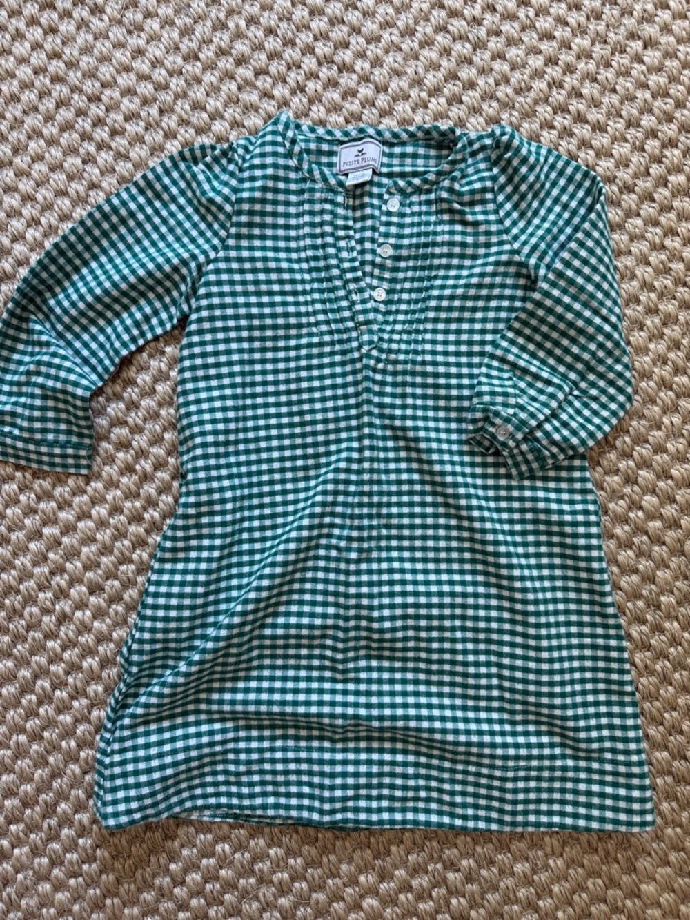 Petite Plume Green Gingham Long Sleeve Nightgown